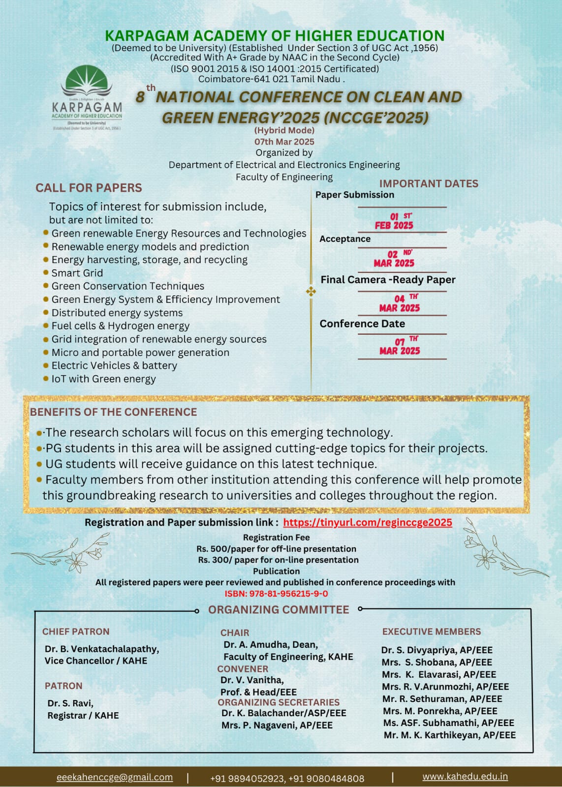8th National Level Conference on Clean and Green Energy NCCGE'2025